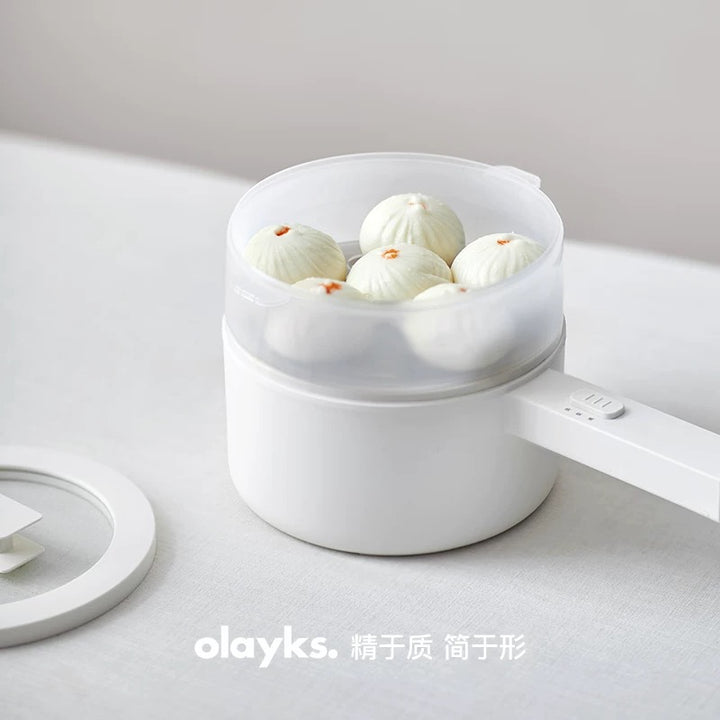 olayks立时小型电煮锅陶瓷可煮饭家用多功能蒸煮炒煎一体锅