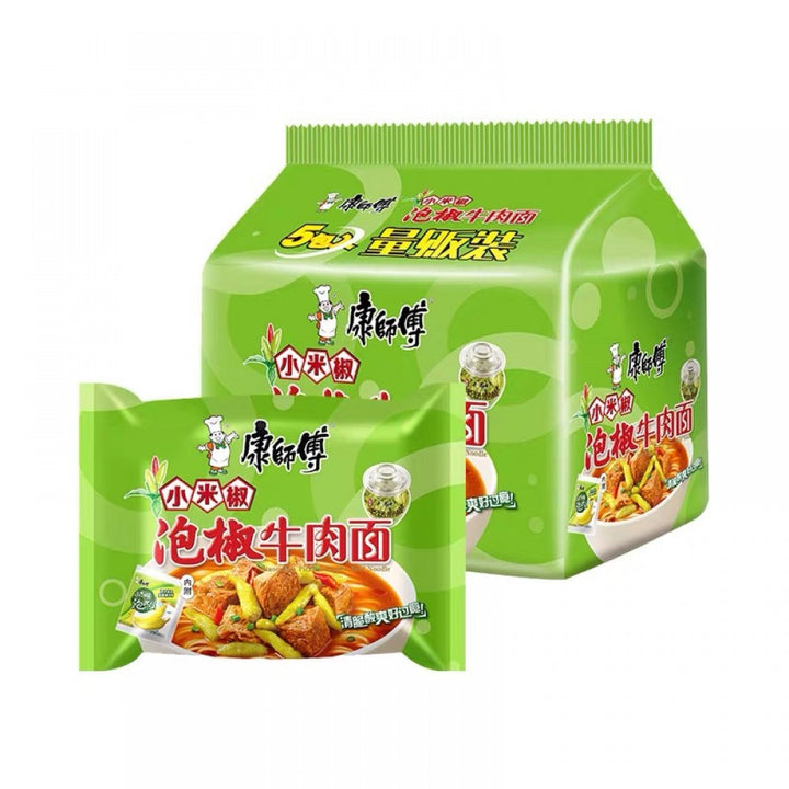 康师傅经典 5连包 - 泡椒牛肉KSF Instant  Noodles- Pickled Chilli Beef